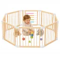 GINGER HOME Детска дървена кошара за игра с 8 панела [5]