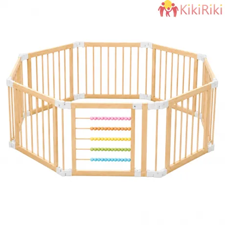 GINGER HOME Детска дървена кошара за игра с 8 панела