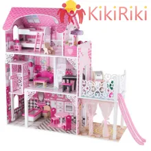 Wooden Дървена къща за кукли 3 нива и тераса Victoria