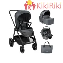 KikkaBoo Комбинирана количка 3в1 с кош за новородено Modena Dark Grey