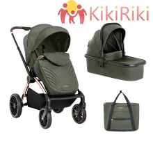 KikkaBoo Комбинирана количка 2в1 с кош за новородено Kara Army Green