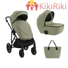 KikkaBoo Комбинирана количка 2в1 с кош за новородено Thea Army Green 2024