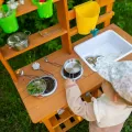 Дървена градинска кухня с мивка и кран [4]